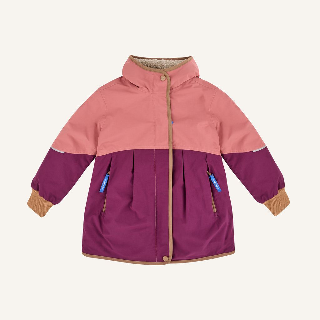 AINA MUKKA Kinderjacke in Rosa und Beere, mit Stehkragen, Reißverschluss und Taschen
