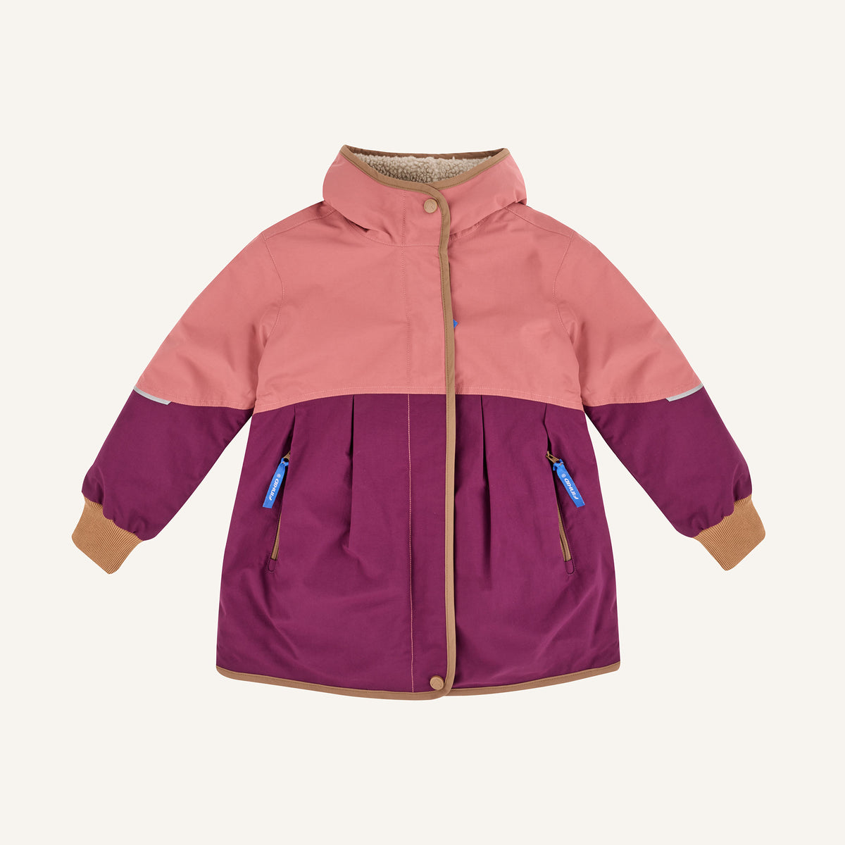 AINA MUKKA Kinderjacke in Rosa und Beere, mit Stehkragen, Reißverschluss und Taschen