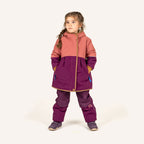 Kinderjacke mit Kapuze, rostrot und weinrot, Reißverschluss vorn, gefütterter Kragen