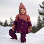 AINA MUKKA Kinderjacke mit Kapuze, rot und pflaume Farbblock, Reißverschluss
