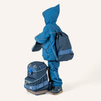 Kinder-Rucksack-Set in Blau mit zusätzlichem Turnbeutel und Seitenfach