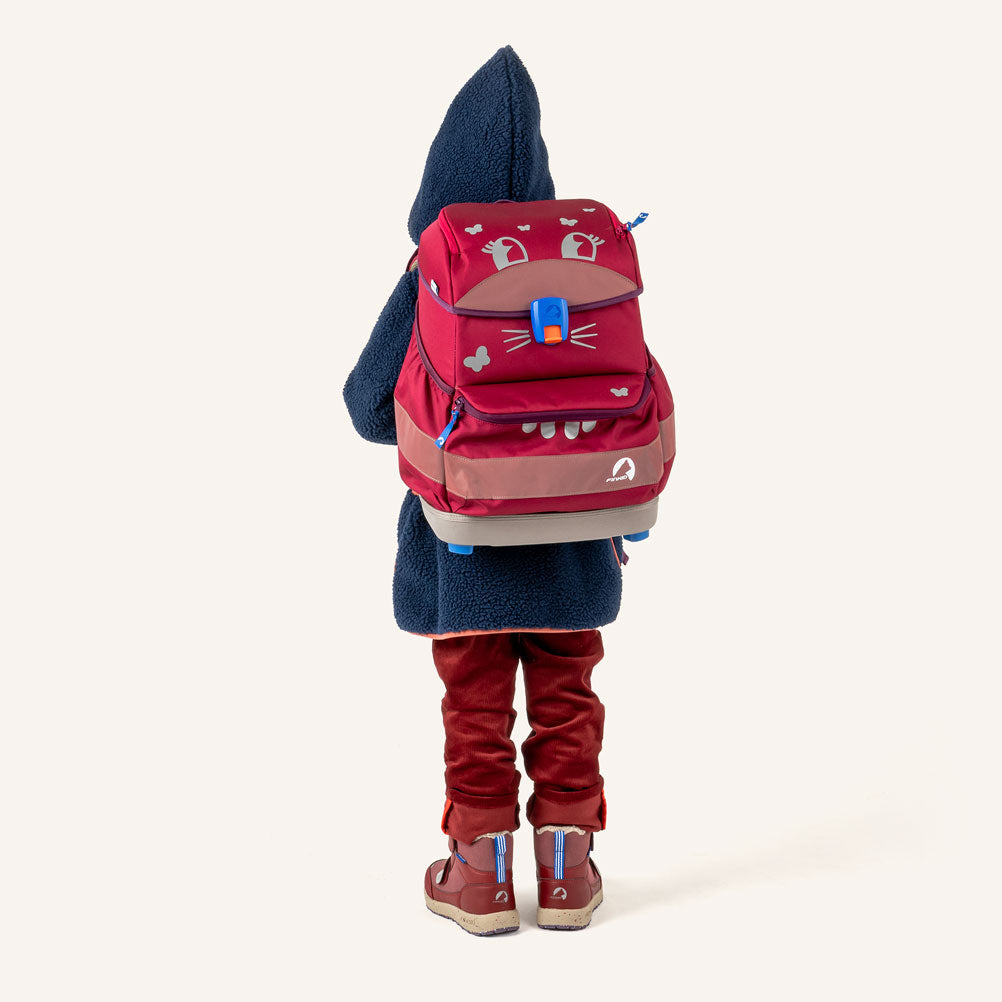 Kinder-Rucksack-Set in Rot mit Frontfach, gepolsterten Trägern und Aufsatz-Deckel