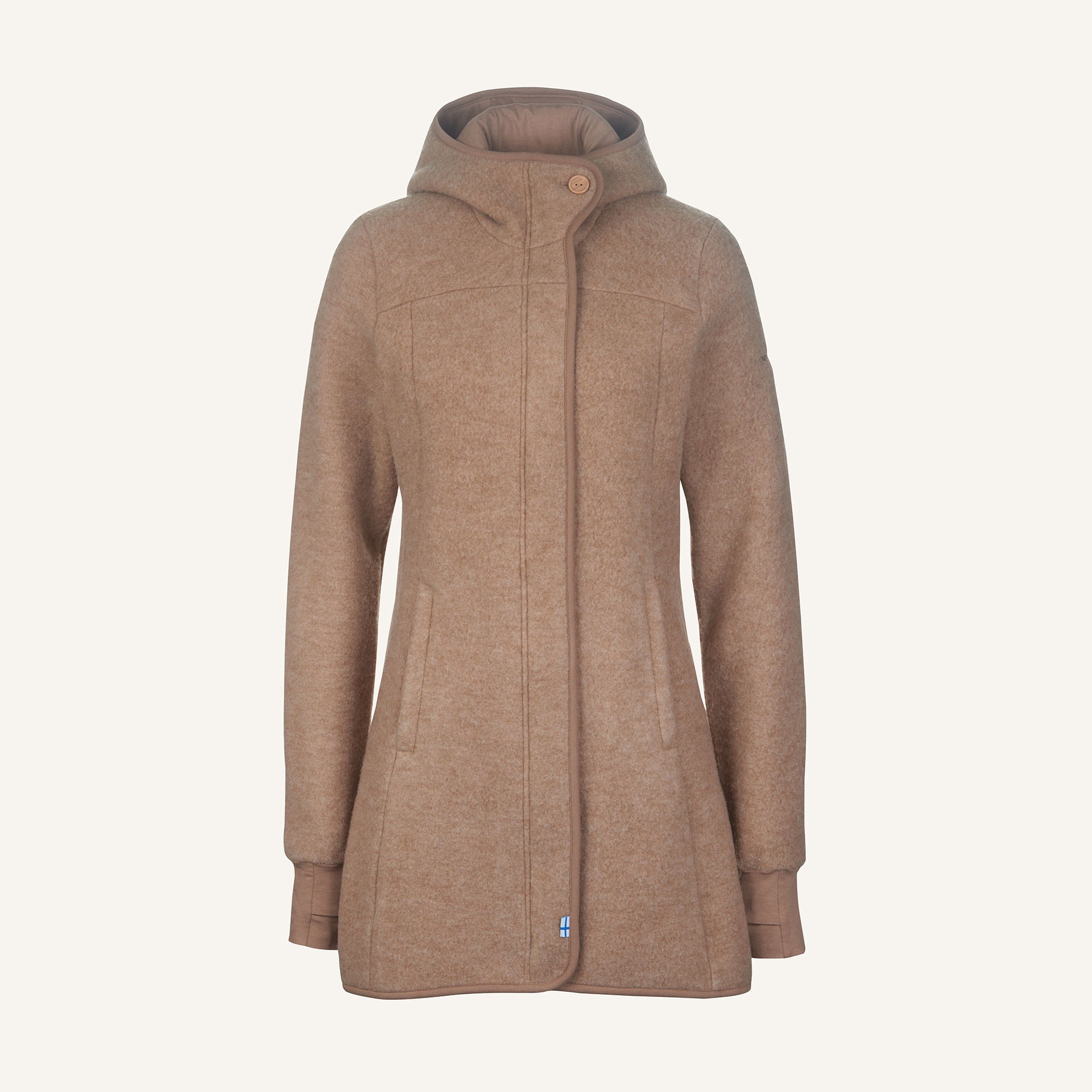 Wollfleece Langjacke KANSA mit Kapuze Zip in Innenjacke