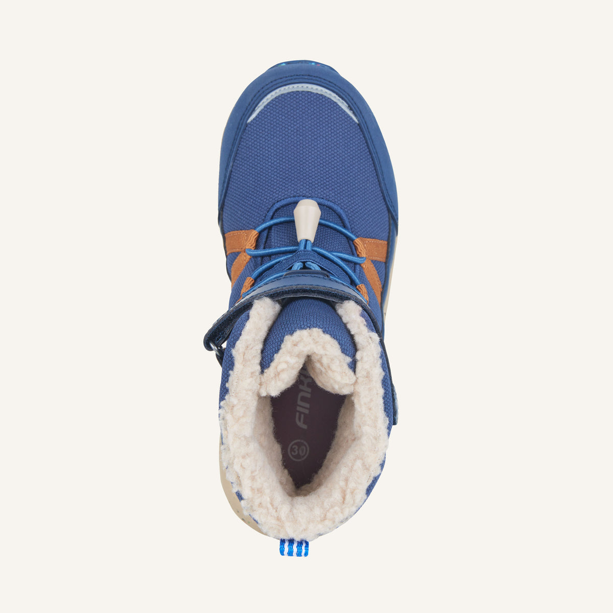 KARI blue winter boots with faux fur lining, laces, and profiled outsole