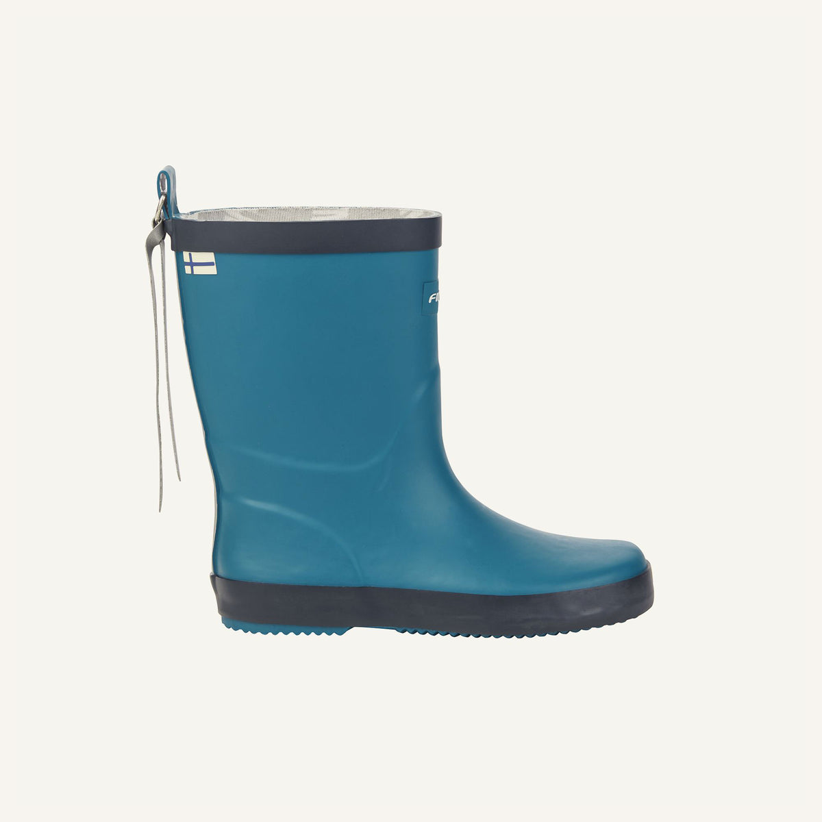 KUMI rubber boots in dark blue with lacing strap at the shaft and treaded sole