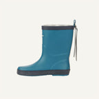KUMI rubber boots in blue with decorative lace straps at the shaft and ribbed sole