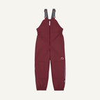 KUNI wine red overalls with zipper, suspenders, and elastic leg hem
