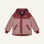 LIVO hooded jacket in burgundy and pink with pockets and snap buttons