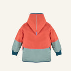 Kinder-Wendejacke mit Kapuze, orange und türkis, mittiger Reißverschluss, 2 Taschen