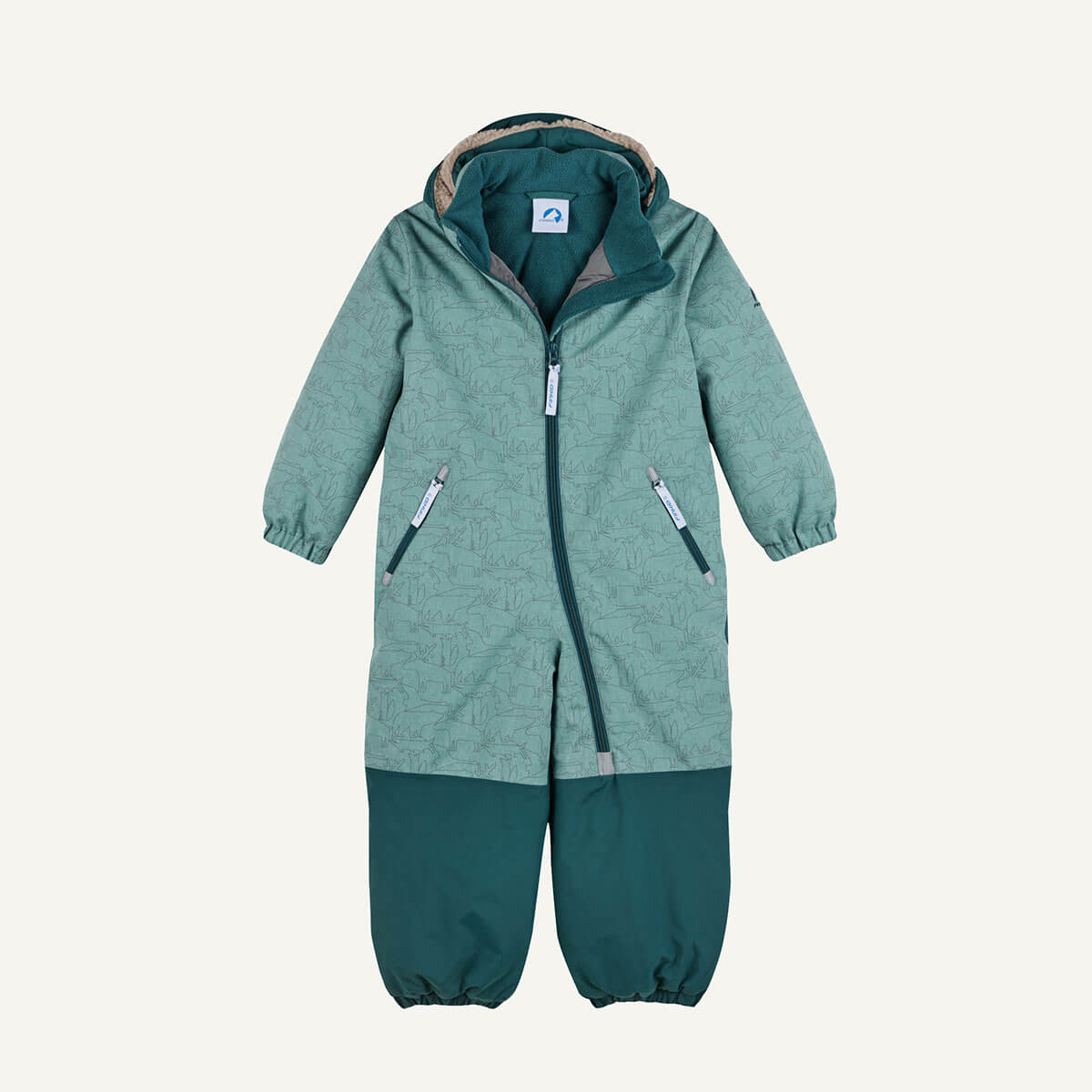 OULU – Winteroverall mit abnehmbarer Kapuze und reflektierendem Animal Print