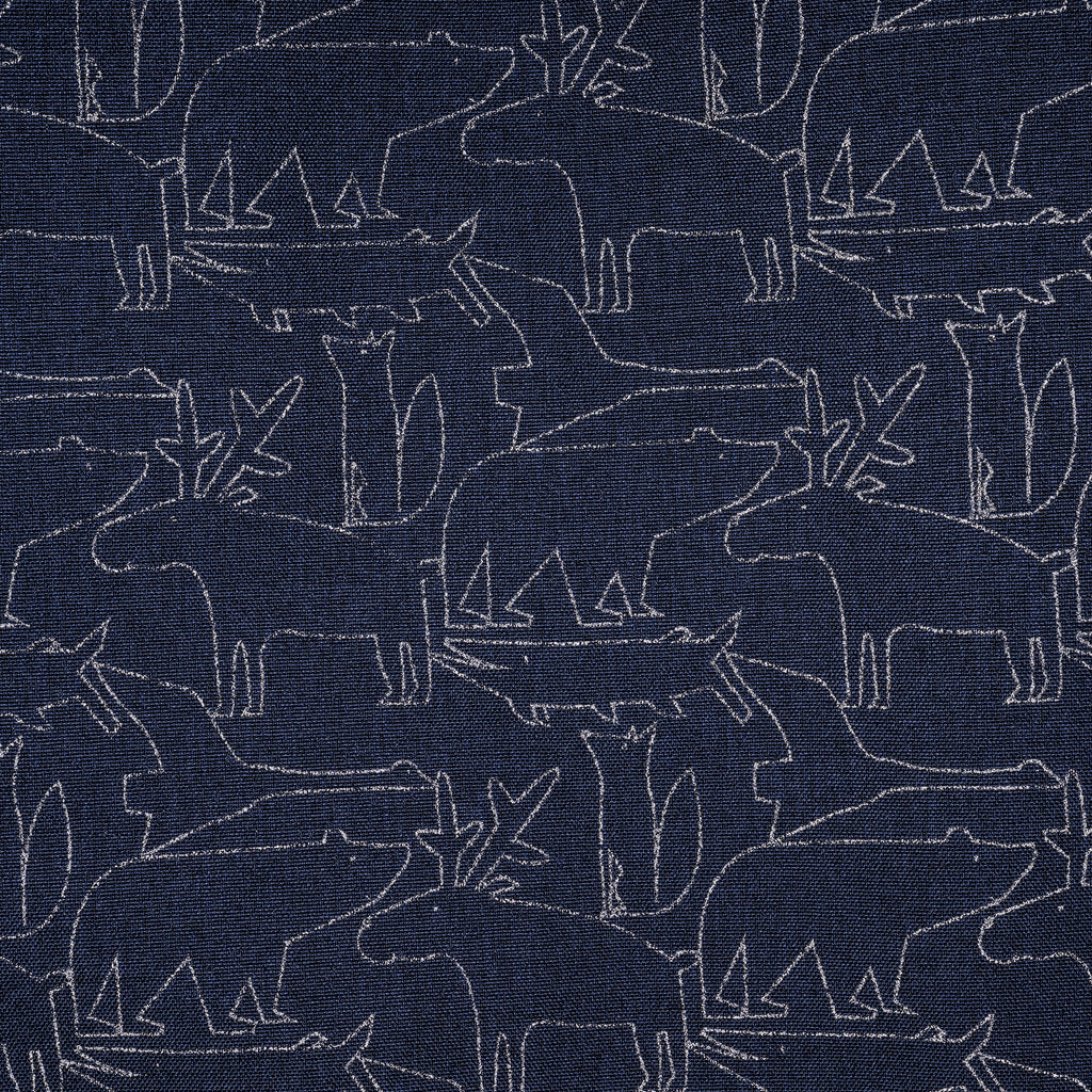 Winteroverall-Stoff dunkelblau mit geometrischem Muster in Hellblau