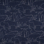 Winteroverall-Stoff dunkelblau mit geometrischem Muster in Hellblau