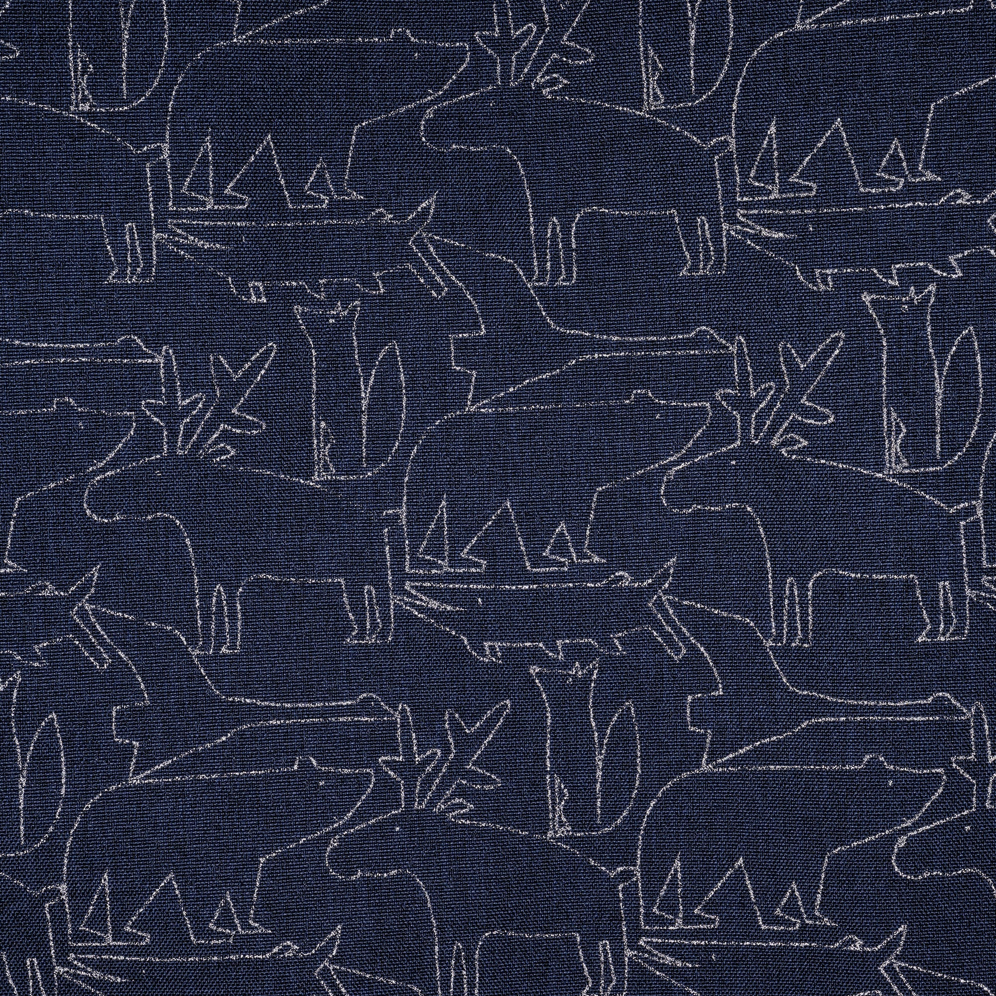 Winteroverall-Stoff dunkelblau mit geometrischem Muster in Hellblau