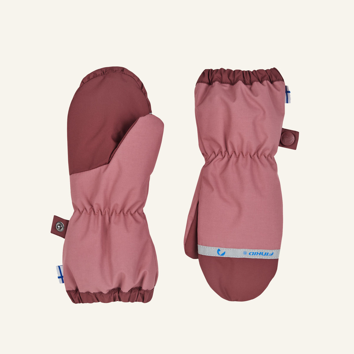 Fäustlinge PAKKANEN in Rosa und Dunkelrot, Paar mit elastischen Bündchen
