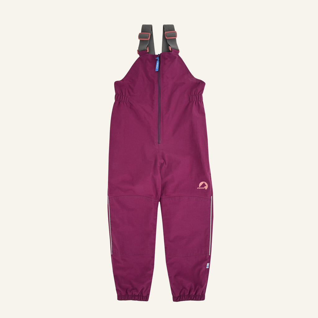 PIKKU LATULI-Latzhose, weinrot/violett, durchgehender Reißverschluss, Träger