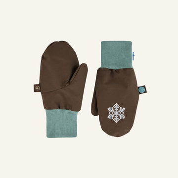 RUKKANEN Winterhandschuhe mit Schneeflocke, braun und türkis gestrickt