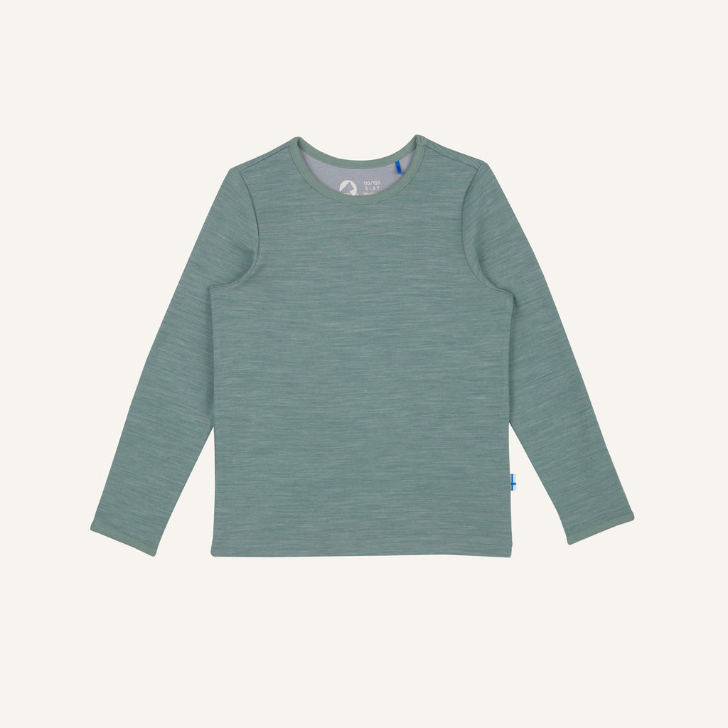 Langarmshirt aus weichem Jersey, grünlich-blau, melierter Stoff, Rundhals