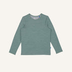 Langarmshirt aus weichem Jersey, grünlich-blau, melierter Stoff, Rundhals