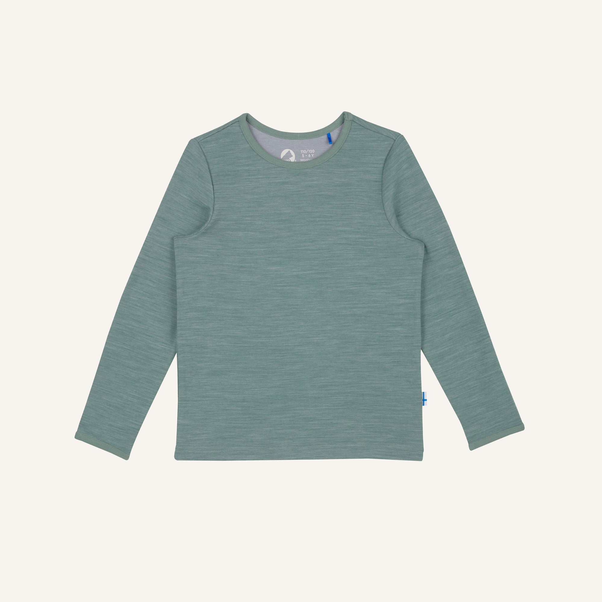 Langarmshirt aus weichem Jersey, grünlich-blau, melierter Stoff, Rundhals