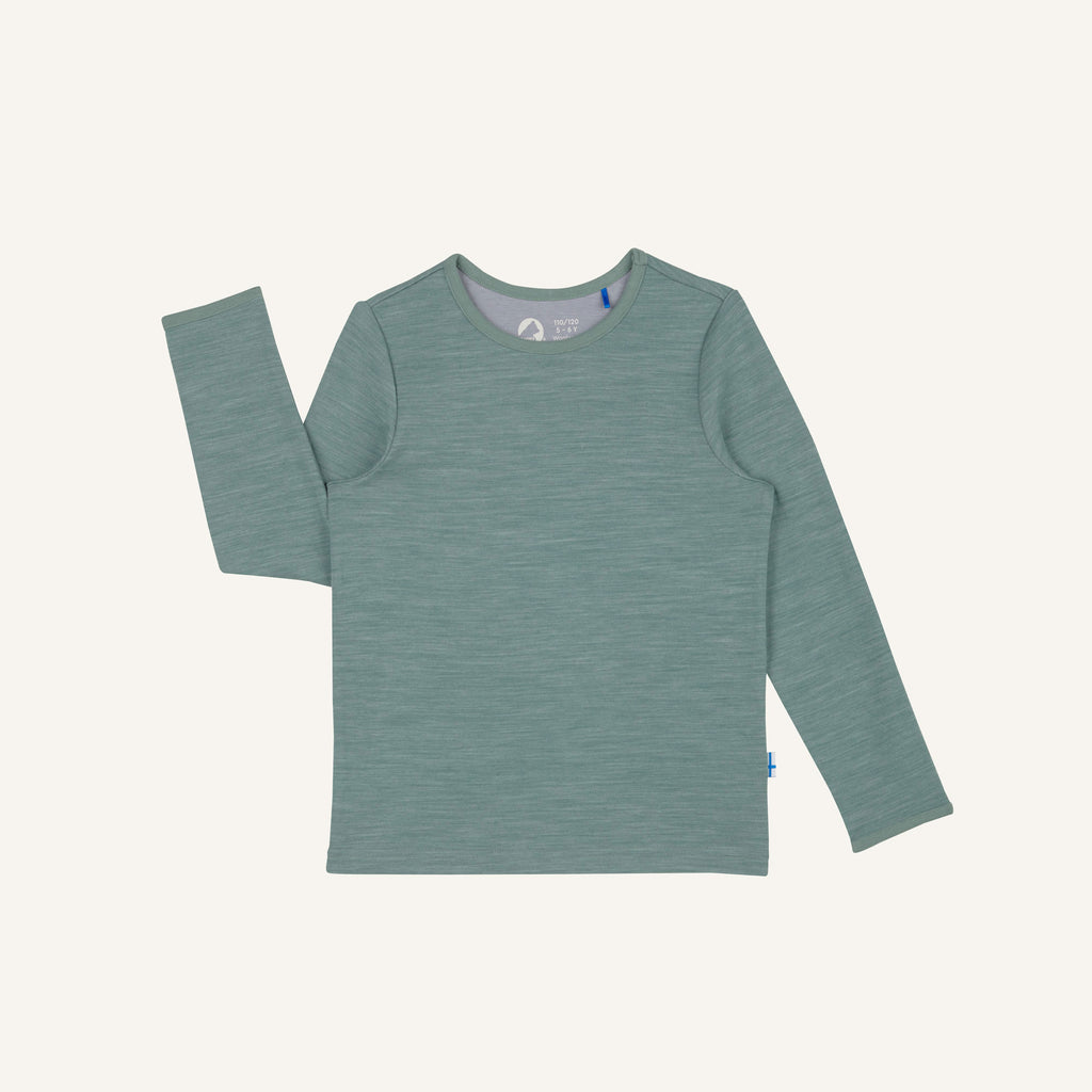 Langarmshirt aus weichem Jersey, grünlich-blau, lange Ärmel, Rundhals