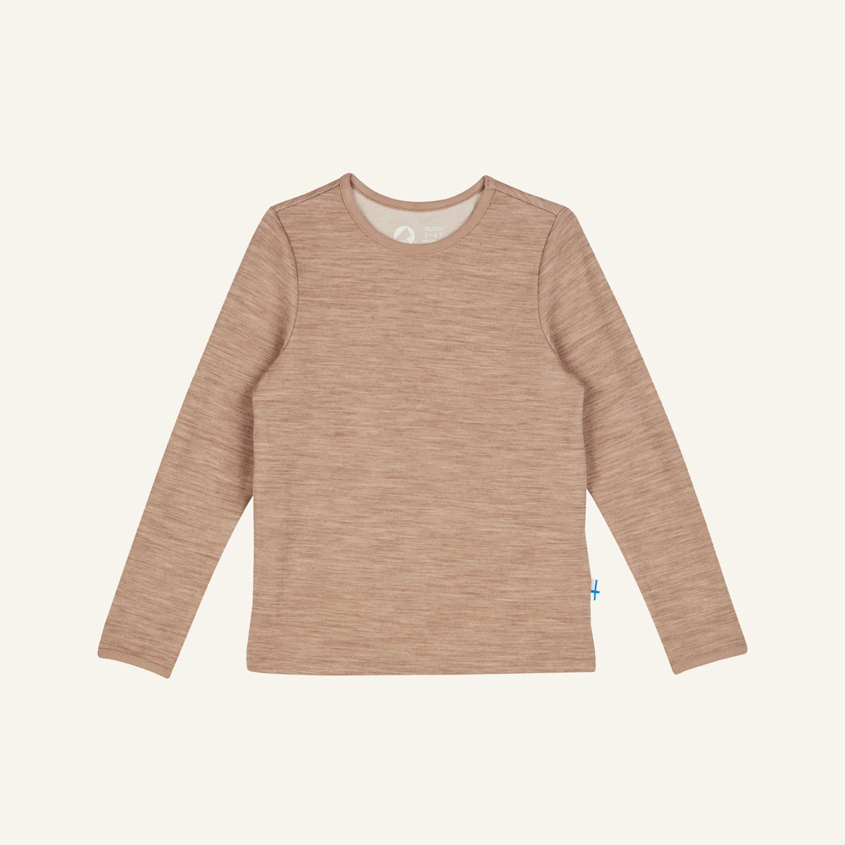 Langarmshirt aus weichem Jersey, beigemeliert, Rundhalsausschnitt, lange Ärmel