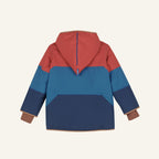 TAIKA SNOW Winter jacket with hood, rear view, block design in red and blue