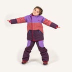 Kids' winter jacket TAIKA SNOW with hood, purple-pink color block design and lined front