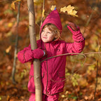 Kinder-Winterjacke mit Kapuze und Reißverschluss, Außenjacke mit Taschen, fuchsia