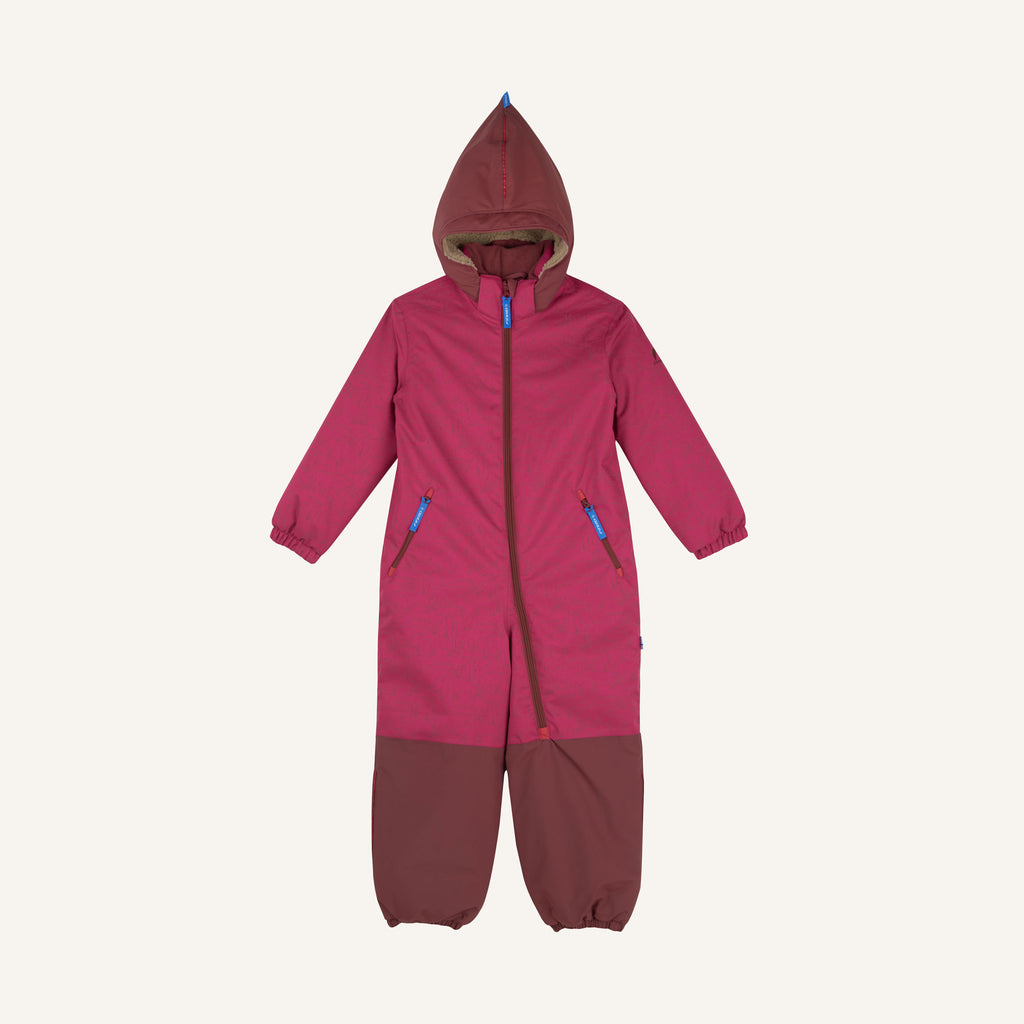 TURVA ICE Kinder-Winteroverall, bordeauxrot mit Kapuze und durchgehendem Reißverschluss