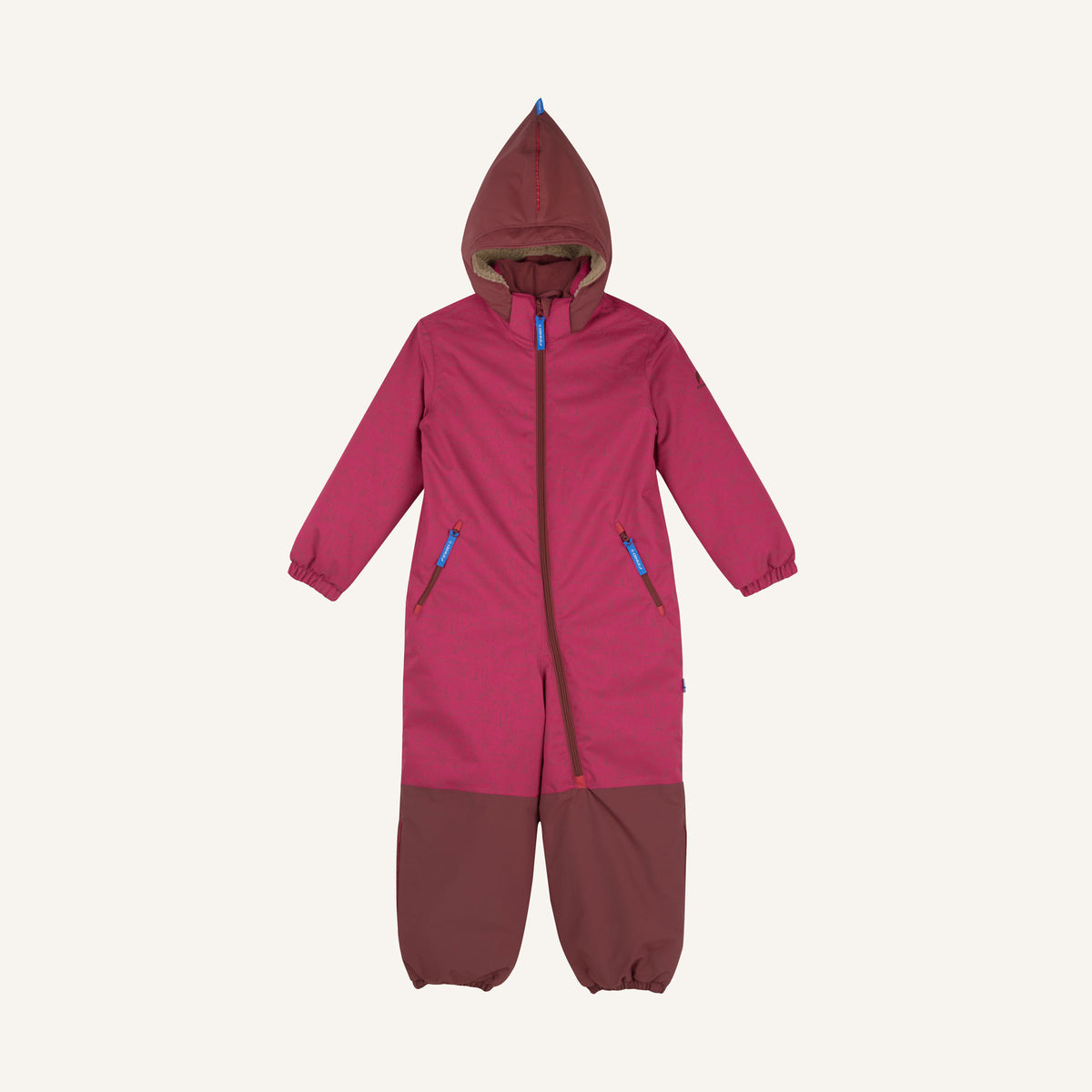 TURVA ICE Kinder-Winteroverall, bordeauxrot mit Kapuze und durchgehendem Reißverschluss