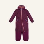 Lila Kinder-Overall mit Kapuze, Reißverschluss und Eingrifftaschen